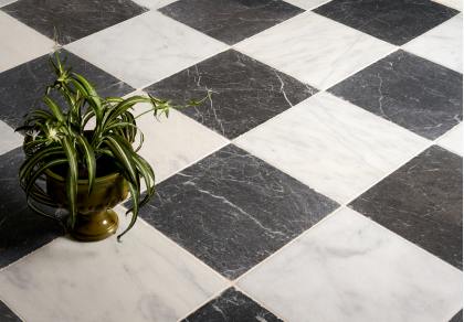Carrara White Nero Marquina Black Marble 3x3 Checkerboard Mosaic Tile Honed  - Marble Online